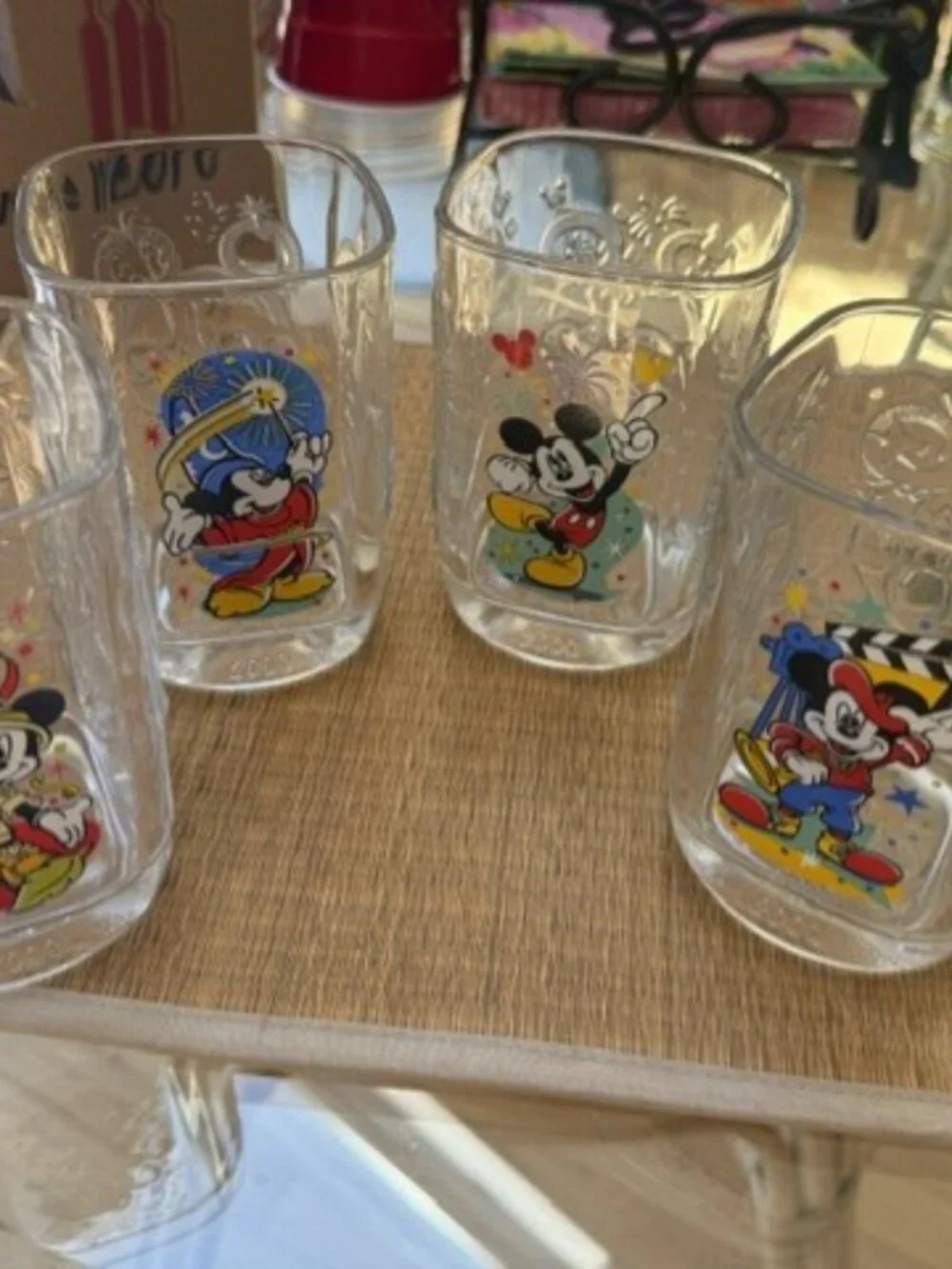Walt Disney World McDonalds Mickey 2000 Celebration Square Glasses VTG Set of 4
